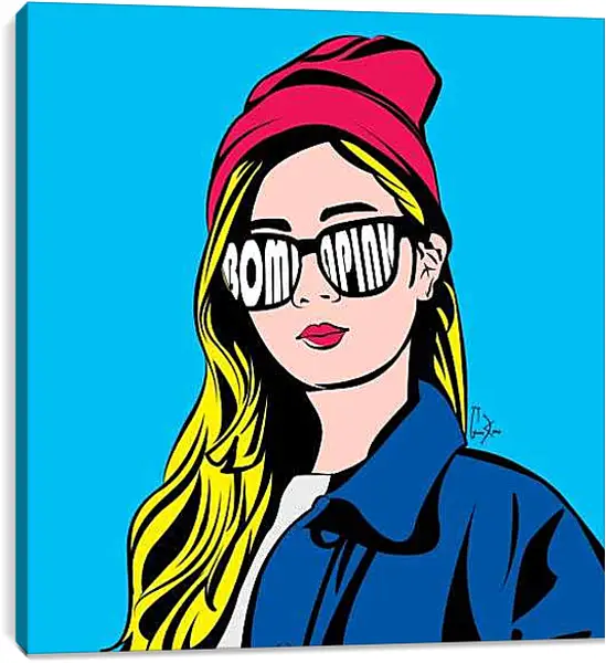 Постер на подрамнике - Девушка в очках