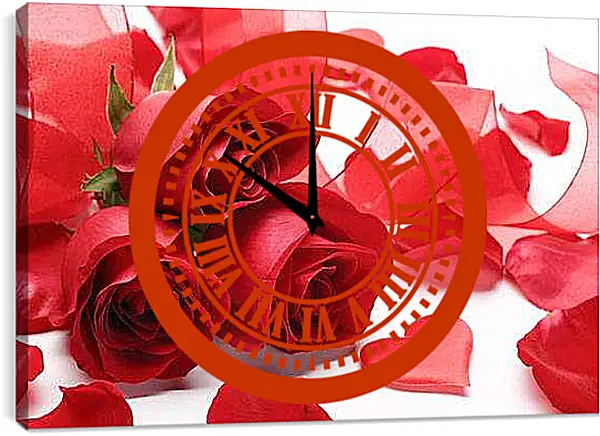 Часы картина - Лепестки роз