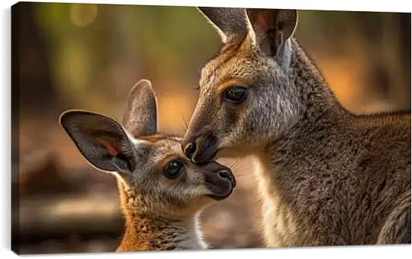 Постер на подрамнике - Кенгуру с детёнышем