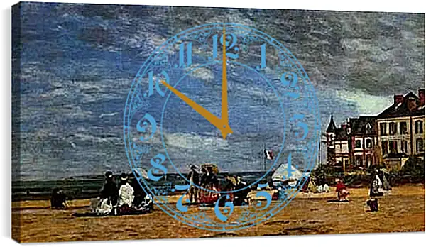 Часы картина - Der Strand von Trouville. Эжен Буден