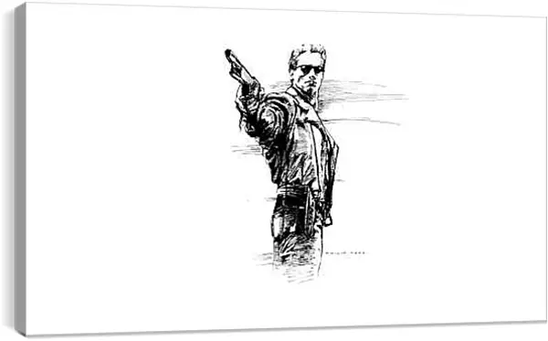 Постер на подрамнике - Арнольд Шварценеггер. Рисунок. Терминатор 2
