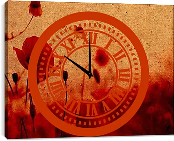 Часы картина - Застаренный мак