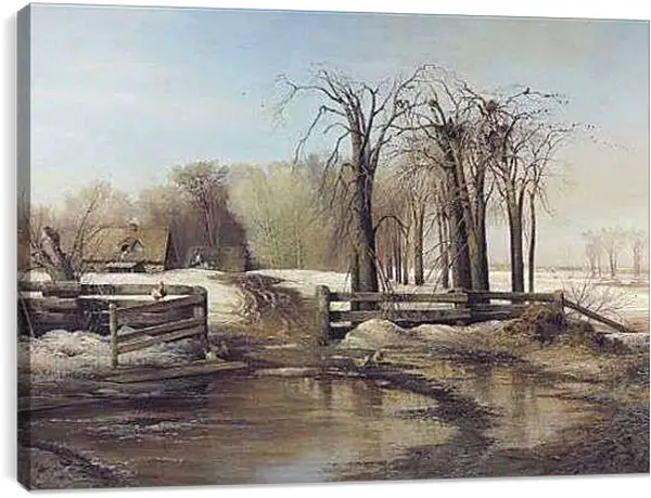 Постер на подрамнике - Весенний день. Саврасов Алексей