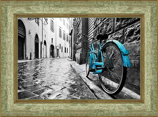 Картина в раме - Флоренция, голубой велосипед