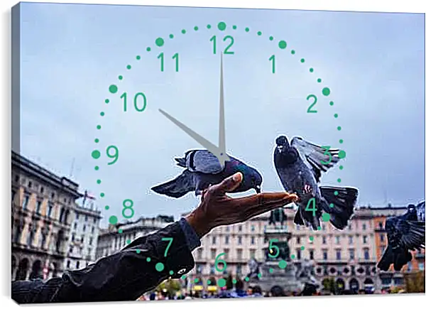 Часы картина - Голуби
