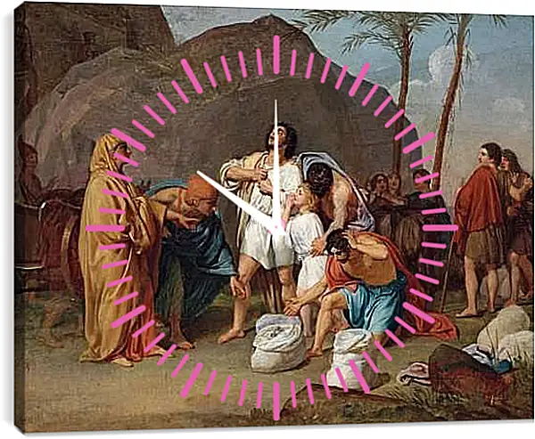 Часы картина - Братья Иосифа находят чашу в мешке Вениамина. Иванов Александр