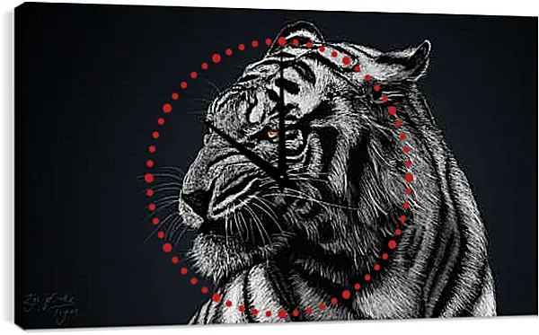 Часы картина - Белый тигр. Большая кошка. Хищник