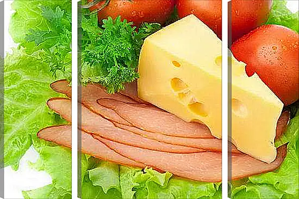 Модульная картина - Сыр и овощи. Свежесть на столе.