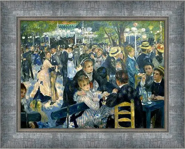 Картина в раме - Dance at the Moulin de la Galette. Пьер Огюст Ренуар