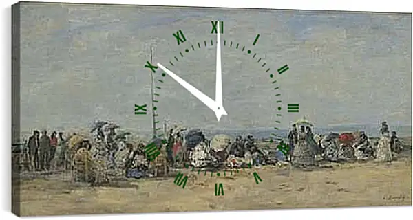 Часы картина - Beach Scene, Trouville. Эжен Буден