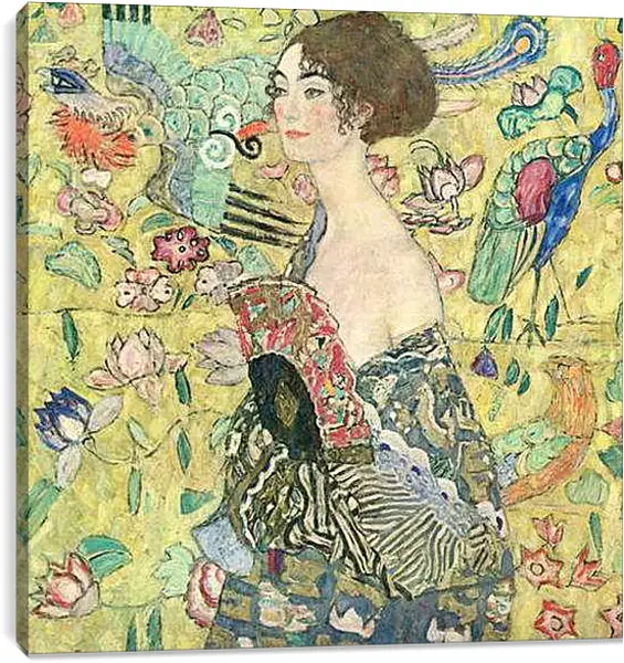 Постер на подрамнике - Dame mit Facher. Густав Климт