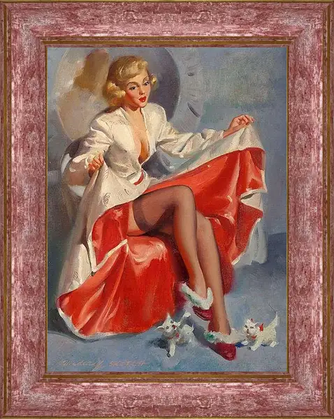 Картина в раме - Дама со щенками