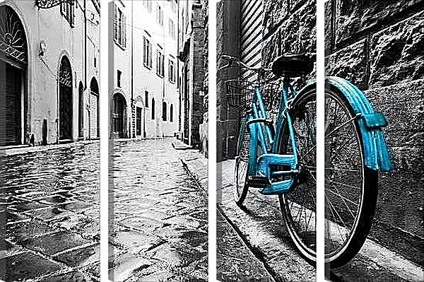 Модульная картина - Флоренция, голубой велосипед