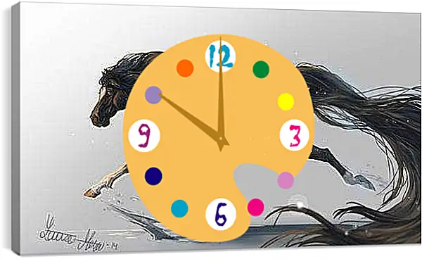 Часы картина - Конь ночь