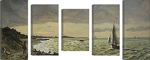 Модульная картина - Beach at Sainte-Adresse. Жан Фредерик Базиль