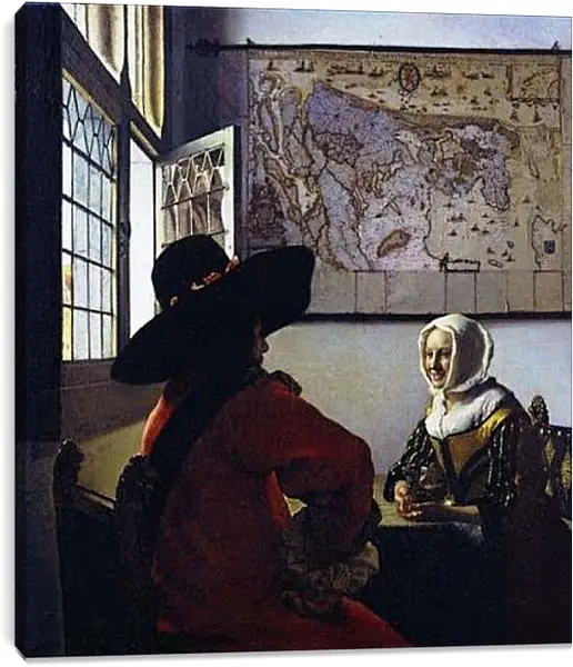 Постер на подрамнике - Soldat und lachendes Maedchen. Ян (Йоханнес) Вермеер