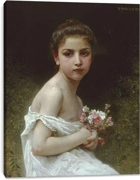 Постер на подрамнике - Petite Fille au Bouquet. Девочка с букетом. Адольф Вильям Бугро