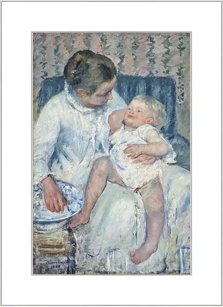 Картина в раме - Mother About to Wash Her Sleepy Child. Кэссетт (Кассатт) Мэри Стивенсон