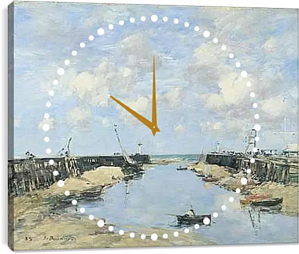 Часы картина - The Entrance to Trouville Harbour. Эжен Буден