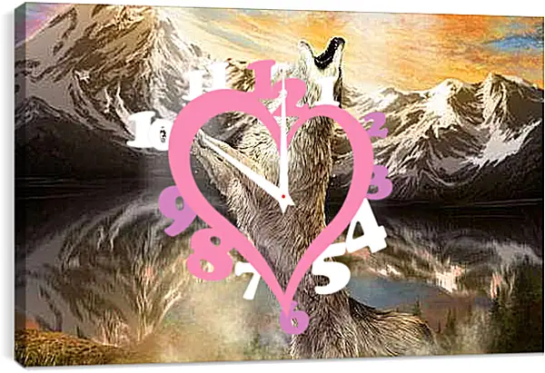 Часы картина - Волк в прыжке