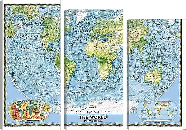 Модульная картина - Физическая карта мира
