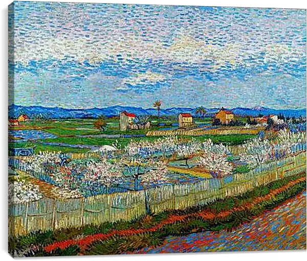 Постер на подрамнике - Peach Trees In Blossom - Персиковые Деревья в Цвету. Винсент Ван Гог