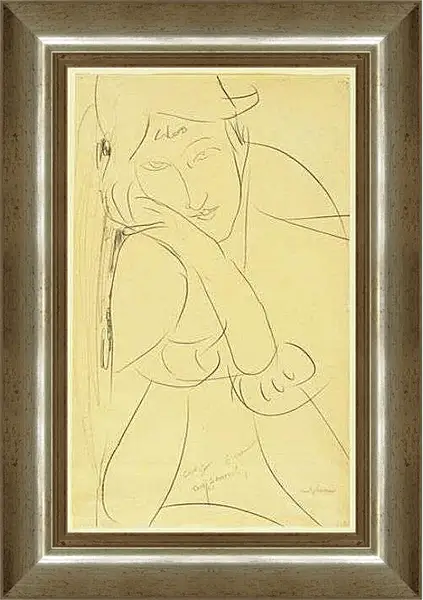 Картина в раме - Woman, Head on Hand. Женщина, опирающаю голову на руки. Амедео Модильяни