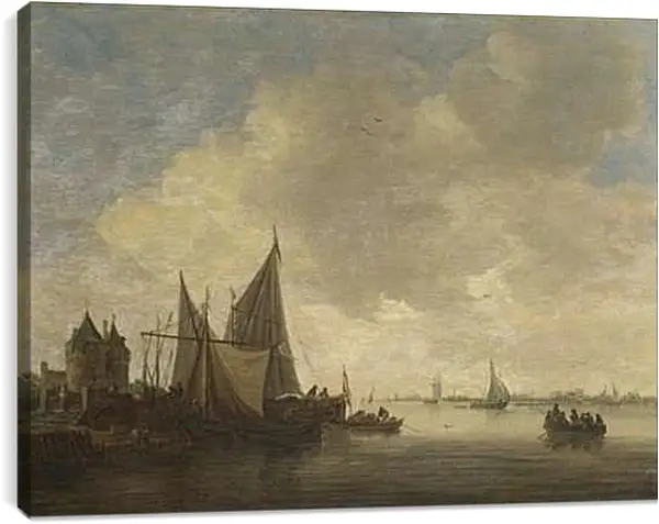 Постер на подрамнике - The Mouth of an Estuary with a Gateway. Ян ван Гойен