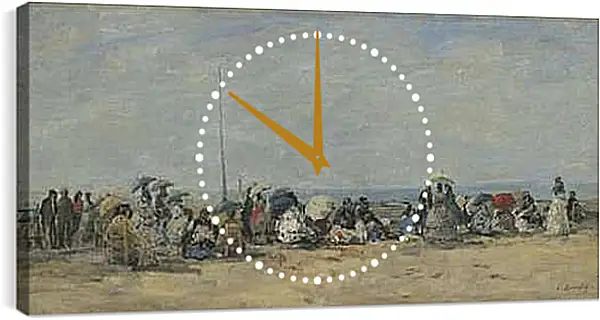 Часы картина - Beach Scene, Trouville. Эжен Буден