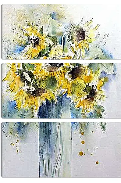 Модульная картина - Цветы в вазе