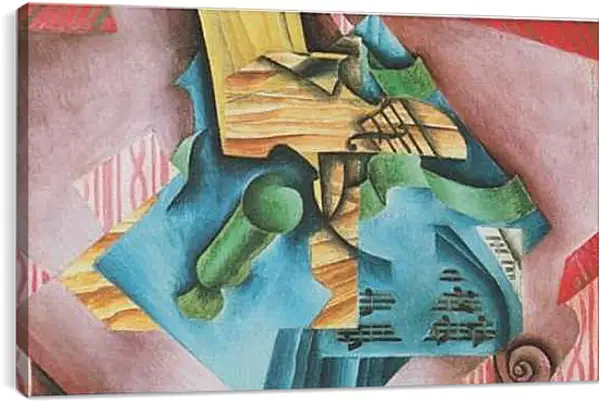 Постер на подрамнике - Violine and glass. Хуан Грис