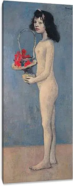 Постер на подрамнике - Молодая девушка с цветочной корзиной. Пабло Пикассо
