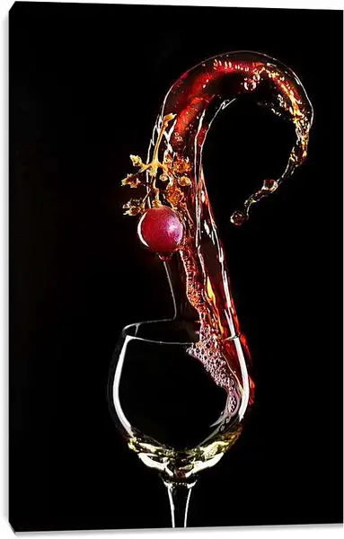 Постер на подрамнике - Всплеск воды и вишня. Винная симфония.