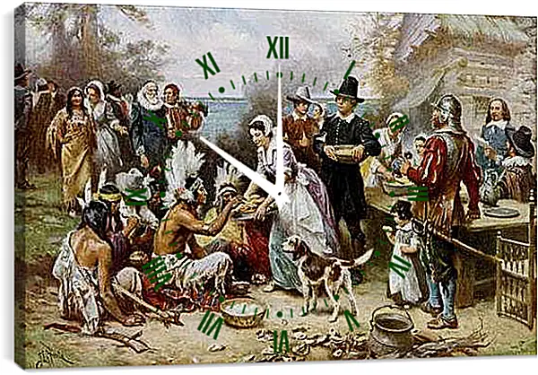 Часы картина - The First Thanksgiving. Жан-Леон Жером