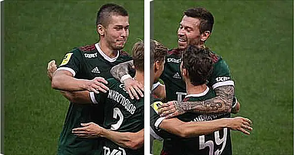 Модульная картина - Празднование гола. Локомотив Москва. Lokomotiv Moscow