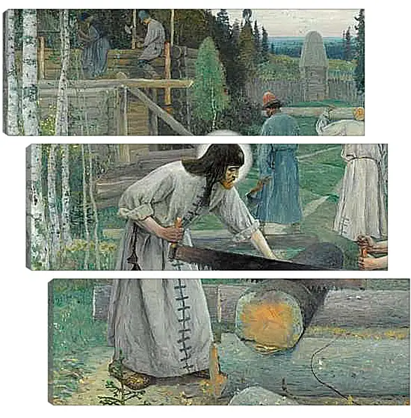 Модульная картина - Труды преподобного Сергия. средняя часть (триптих) Нестеров Михаил
