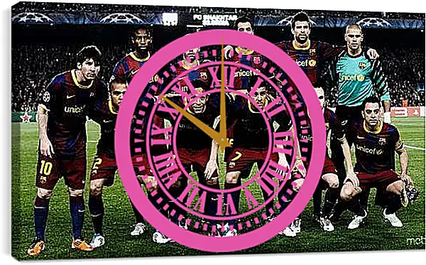 Часы картина - Фото перед матчем ФК Барселона. FC Barcelona