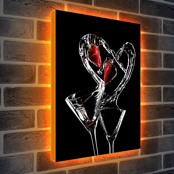 Лайтбокс световая панель - Всплеск лебеди клубника. Сладкая симфония.