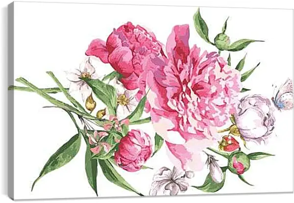 Постер на подрамнике - Пионы