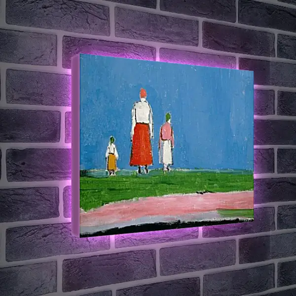 Лайтбокс световая панель - Трое в поле. Малевич Казимир