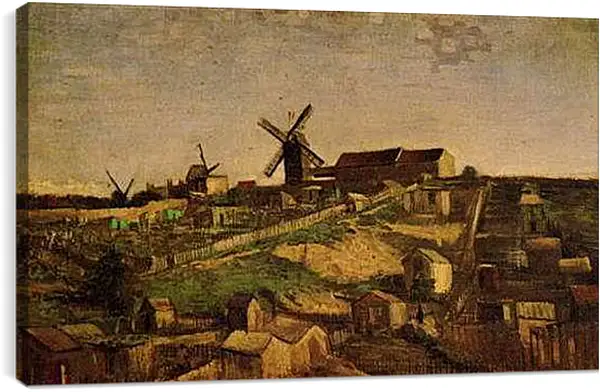 Постер на подрамнике - View of Montmartre with Windmills. Винсент Ван Гог