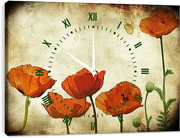 Часы картина - Желтые маки