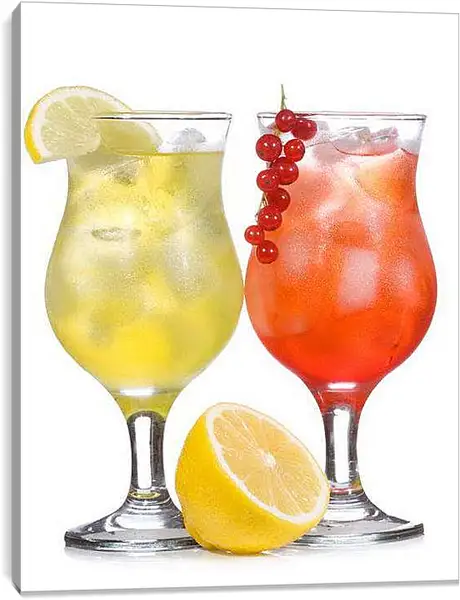 Постер на подрамнике - Коктейли и лимон. Освежающая прохлада.