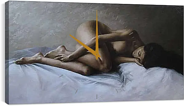 Часы картина - Свернулась калачиком. Эротика