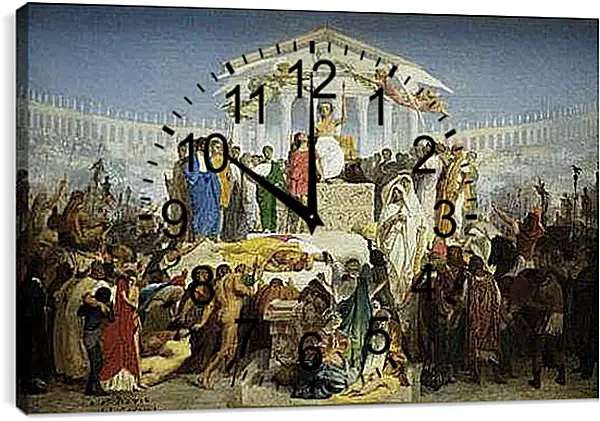 Часы картина - The Age of Augustus - The Birth of Christ. Жан-Леон Жером