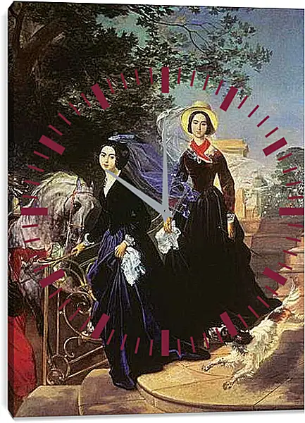 Часы картина - Портрет сестёр Шишмарёвых. Брюллов Карл Павлович