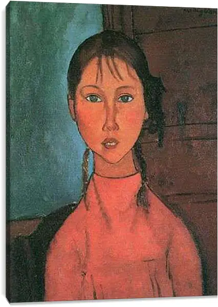 Постер на подрамнике - Madchen mit Zopfen. Девочка с косичками. Амедео Модильяни