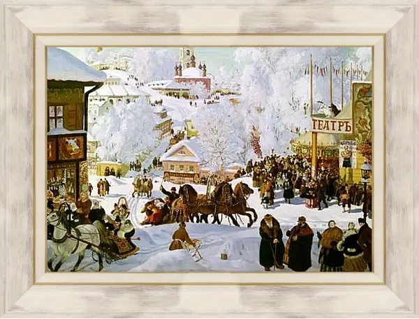 Картина в раме - Масленица (Масленичное катание). Борис Кустодиев