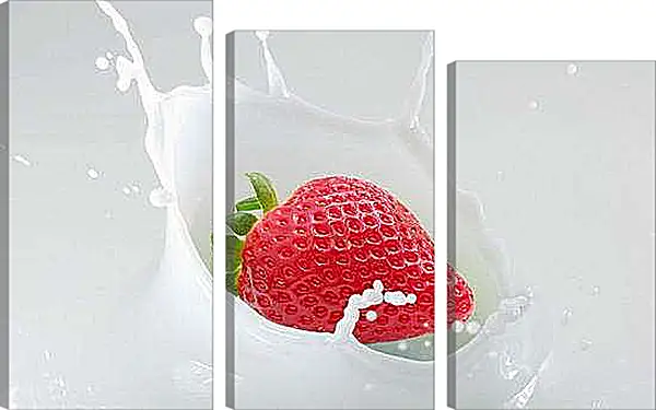 Модульная картина - Клубника в сливках. Клубничное блаженство.