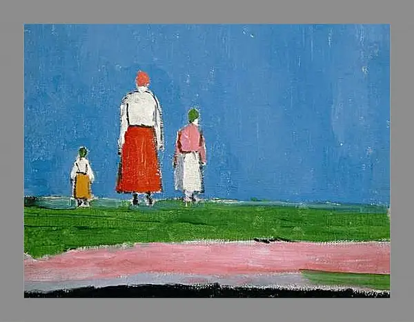 Картина в раме - Трое в поле. Малевич Казимир